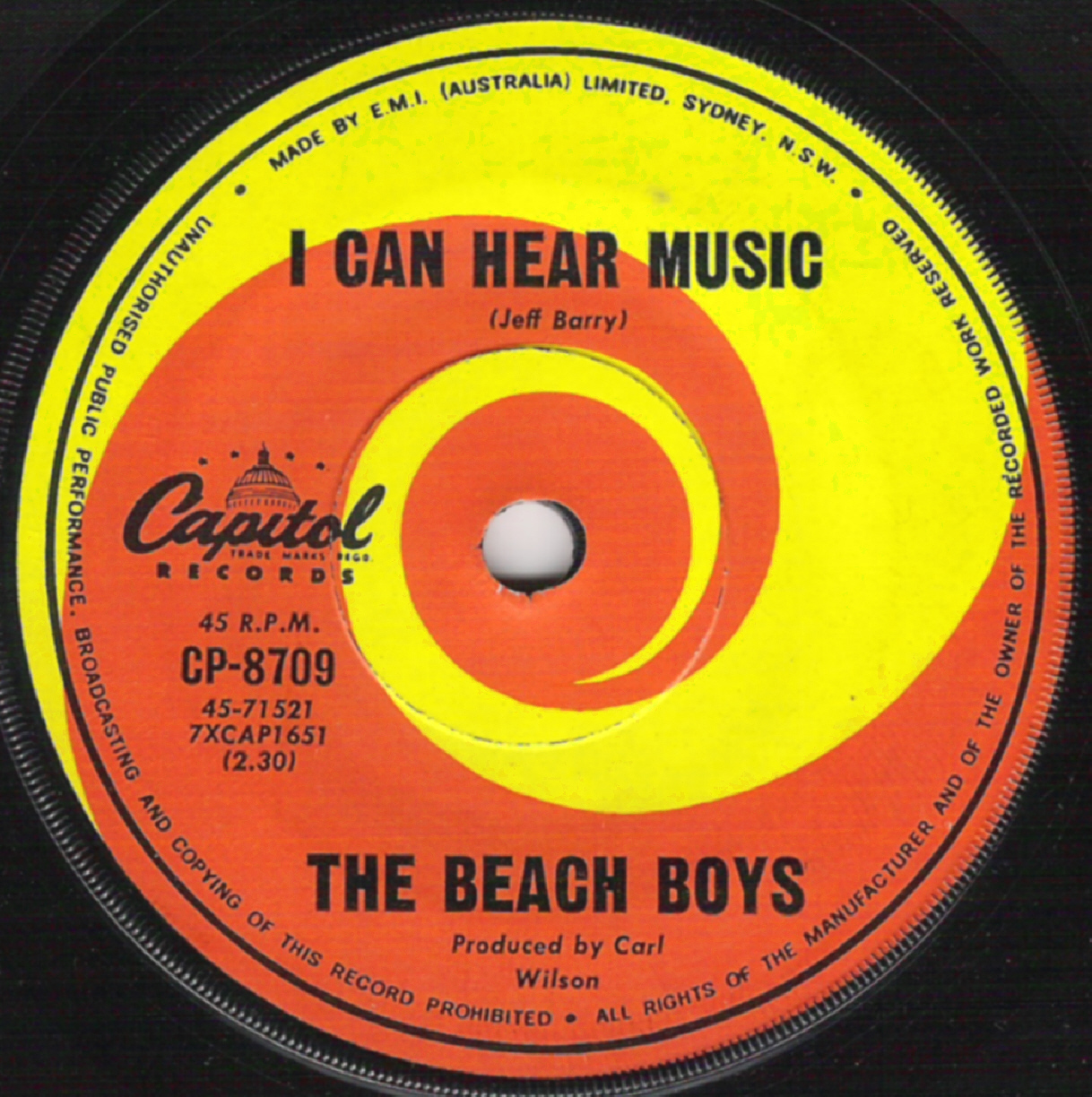 Beach Boys On 45 Australia Capitol Swirl Label 1968 1969 9699